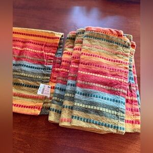Pier 1 Imports Multistripe Cotton Napkin in Mustard, Coral, Teal, and Red